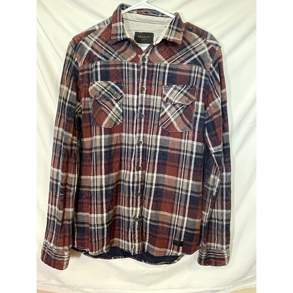 Outpost Makers Men’s Plaid Long Sleeve Large Red & Blue